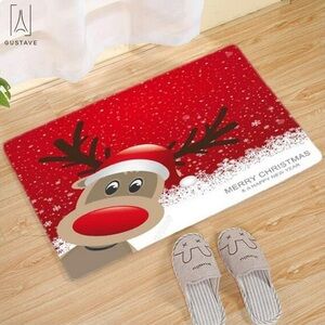 NEW!! Gustave Red Christmas Reindeer Bath Mat